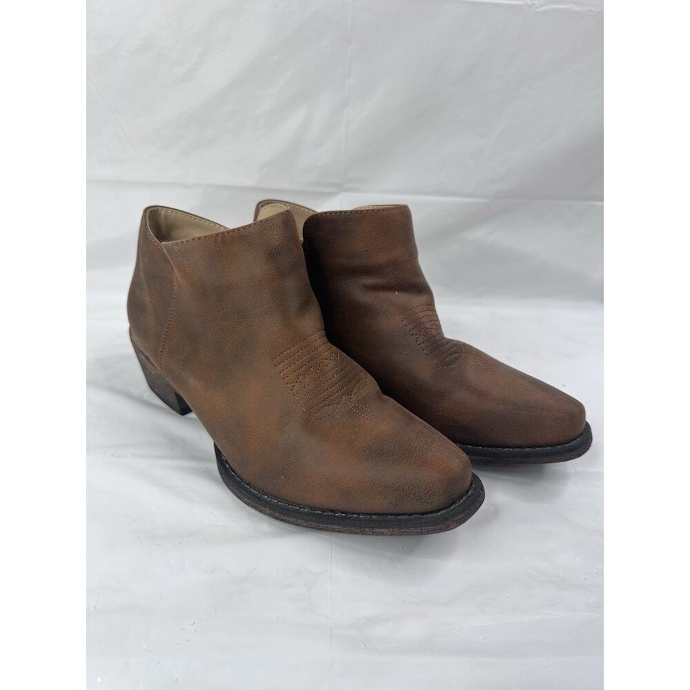 Roper Sofia Snip Toe Zippered Cowboy Booties Womens Brown Casual Boots 09-021-15